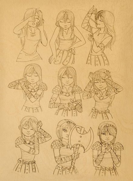 Эскиз Астрид и Иккинг и ВИКИНГГ