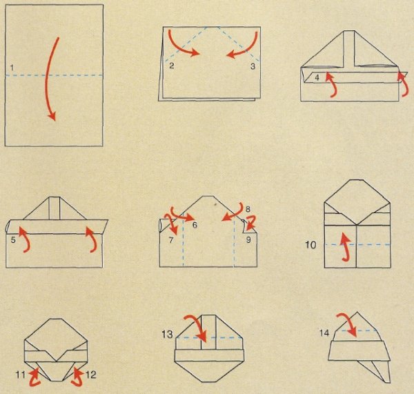 Оригами из бумаги кепка с козырьком схема