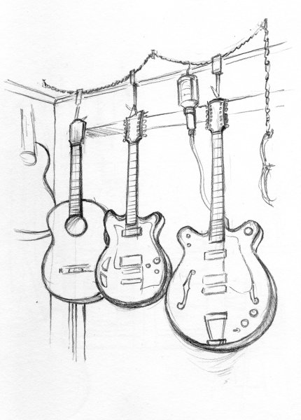 Поэтапное рисование гитары