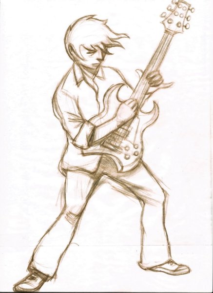 Гитарист карандашом