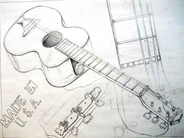 Гитара рисунок в разных ракурсах