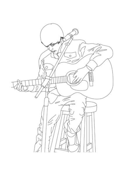 Музыкант с гитарой раскраска