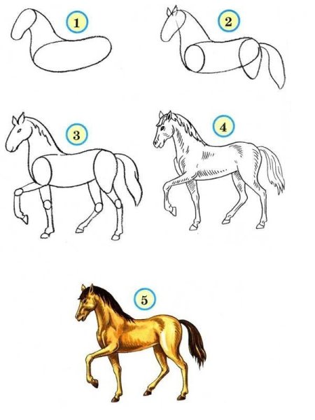 Лошадь для рисования детям