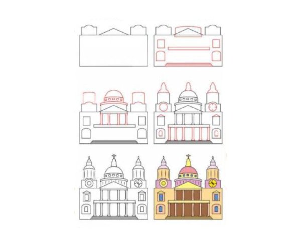 Поэтапное рисование храма