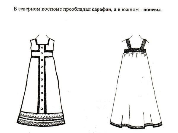 Трафарет сарафана русского народного