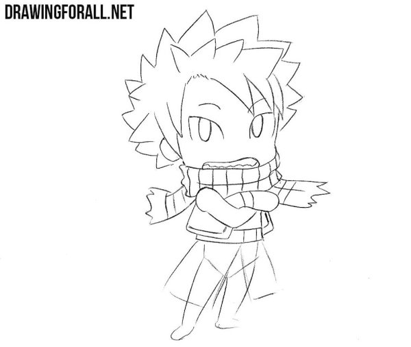 Чиби Нацу черно белый