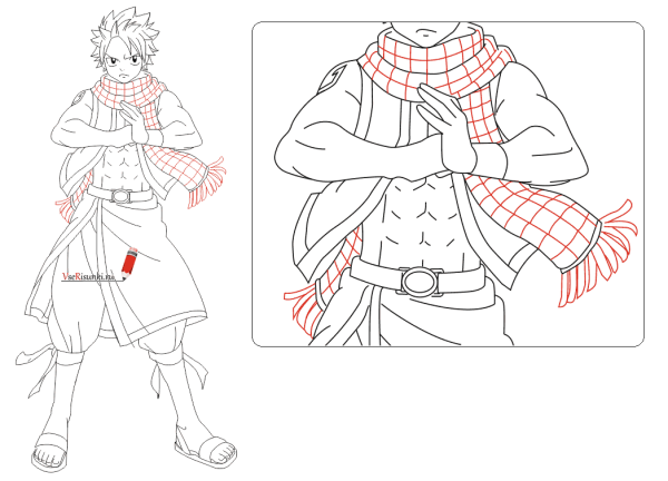 Хвост феи Нацу карандашом