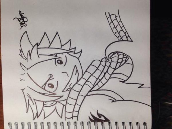 Злой Нацу карандашом поэтапно