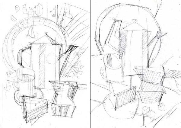 Стилизация предметов натюрморта карандашом