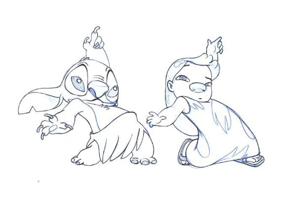 Лило и Стич карандашом