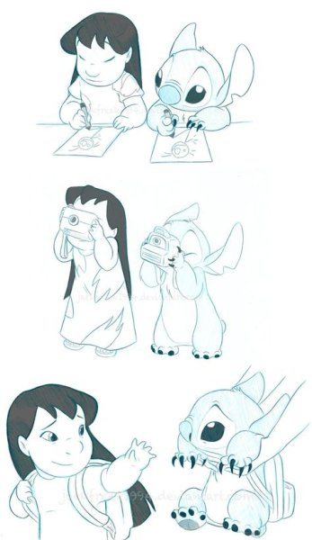 Лило и Стич в стиле аниме