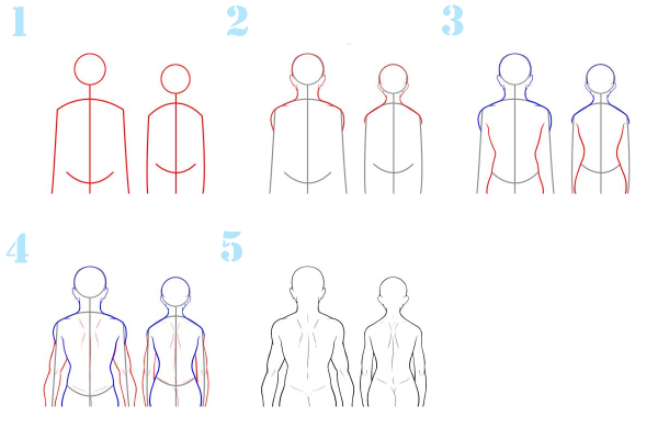 Человек со спины рисунок