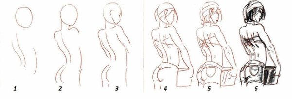 Пропорции для рисунка девушки спиной