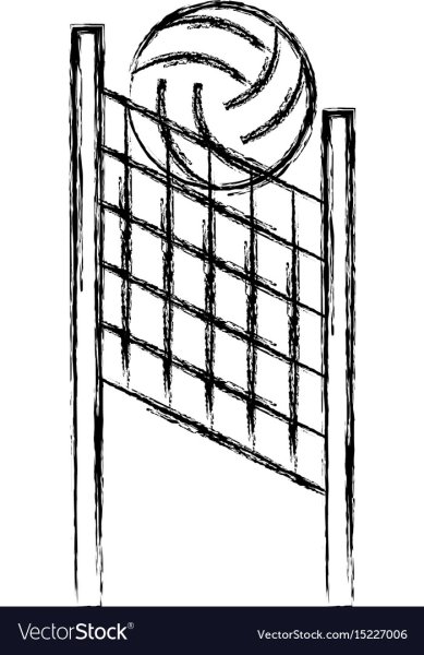 Волейбольный мяч и сетка рисунок