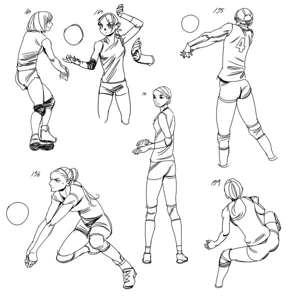 Волейбольные референсы для рисования