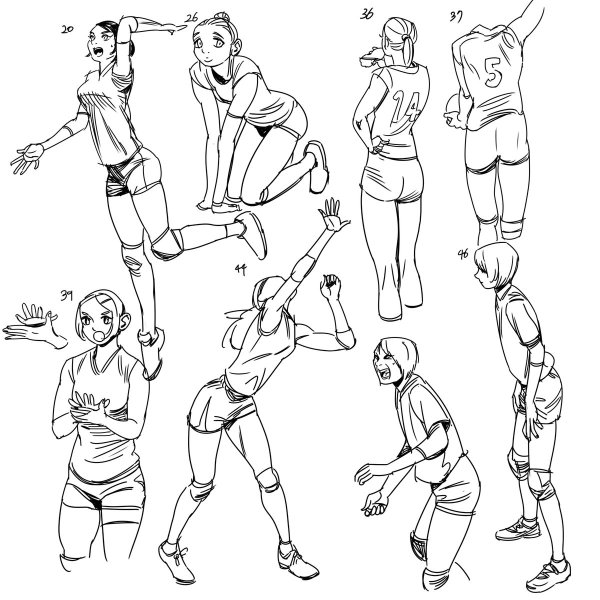 Волейбольные позы зарисовки