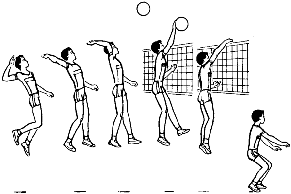 Техника игры "нападающий удар".)