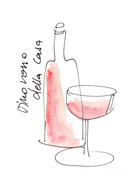 Бокал вина акварель