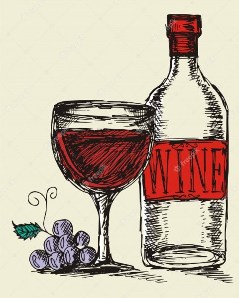Натюрморт карандашом вино