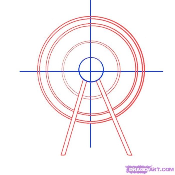 Нарисовать колесо поэтапно