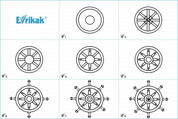 Чертеж судового штурвала