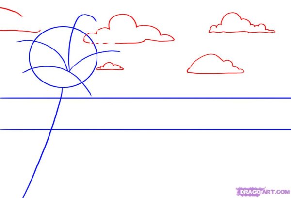 Пляж карандашом