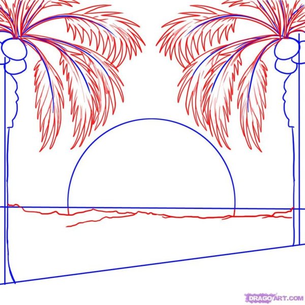 Эскиз моря карандашом