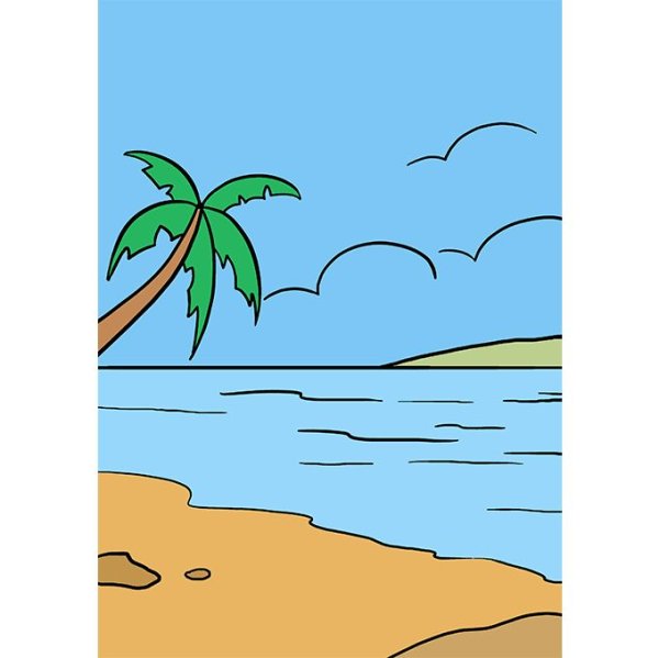 Поэтапный рисунок парусника