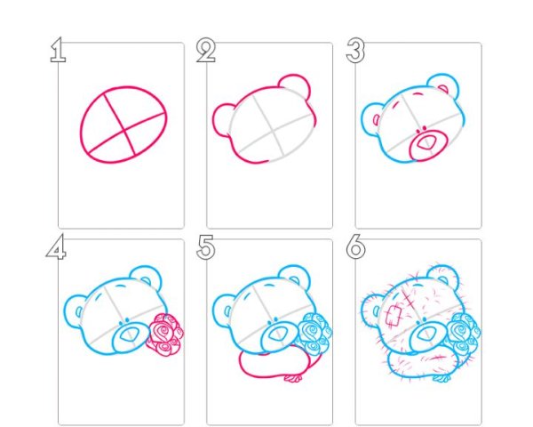 Мишка Тедди рисунок карандашом поэтапно