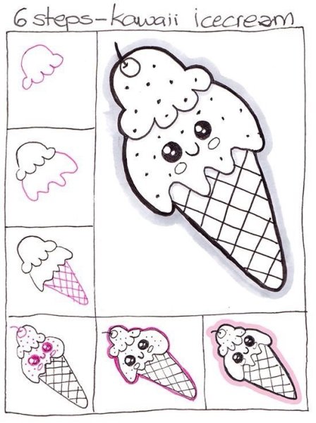 Поэтапные рисунки для личного дневника