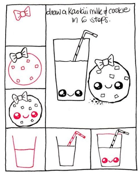 Поэтапное рисование кавайных рисунков