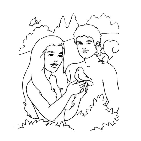 Адам и ева карандашом