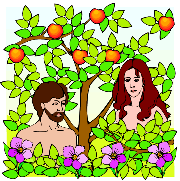Адам и ева для детей иллюстрация из Библии