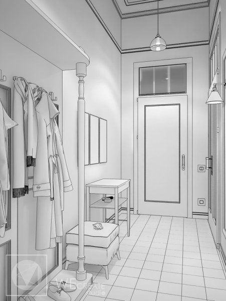 Перспектива школьного коридора