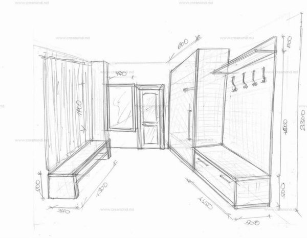 Эскиз холла в частном доме