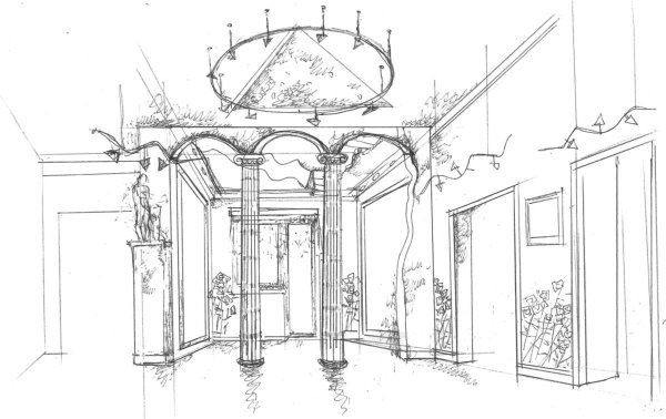 Эскиз прихожей карандашом легко