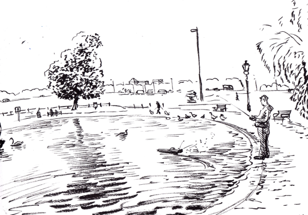 Пруд карандашом