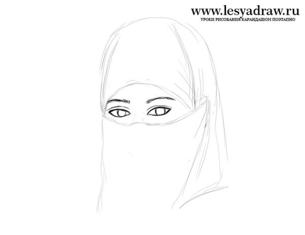 Хиджаб рисунок карандашом без лица