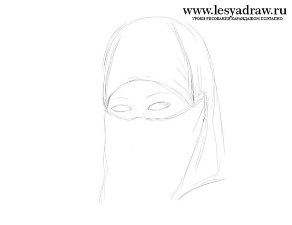 Девушка в парандже рисунок карандашом