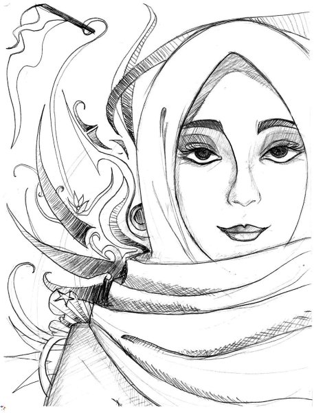 Мусульманка карандашом