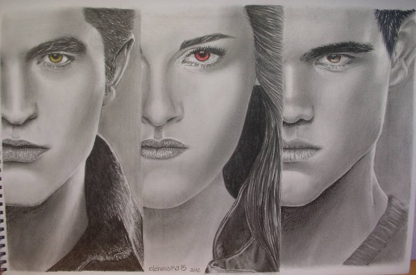 Белла Эдвард и Джейкоб рисунок