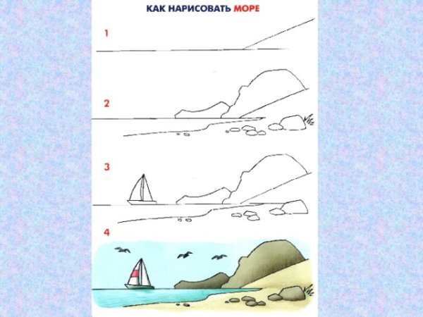 Рисуем линию горизонта море