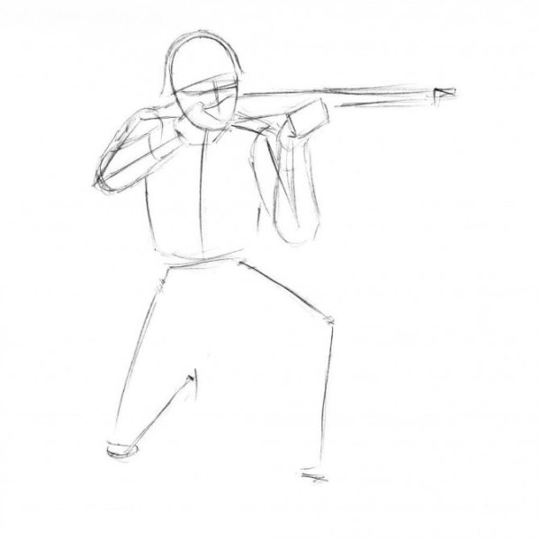 Поэтапный рисунок солдата