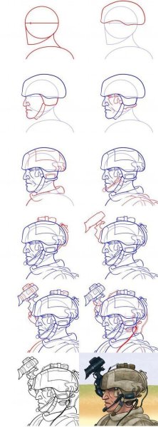 Поэтапное рисование военного