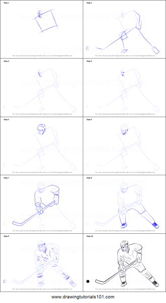Рисунок хоккеиста поэтапно