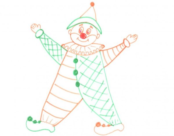 Поэтапное рисование клоуна