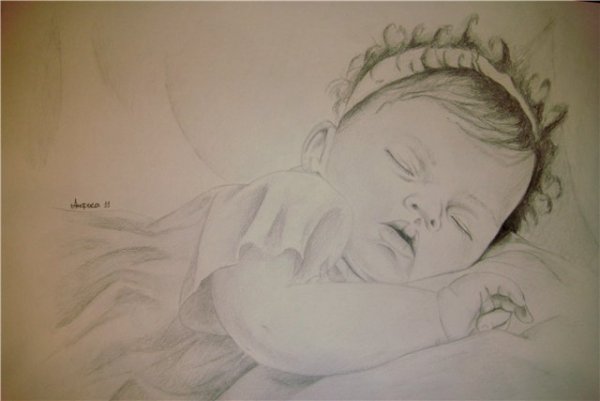 Рождение ребенка рисунок карандашом