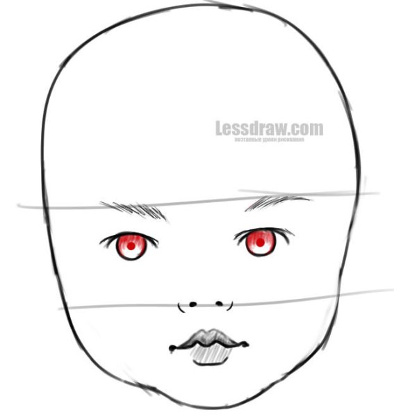 Как нарисовать лицо младенца карандашом поэтапно