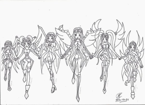 Раскраска Винкс энчантикс команда