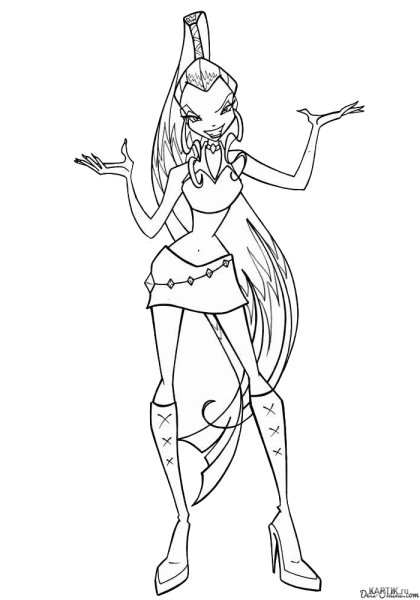 Раскраски Винкс Дарси и Айси